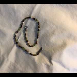 Sundance green/brown beaded choker necklace with silver clasp